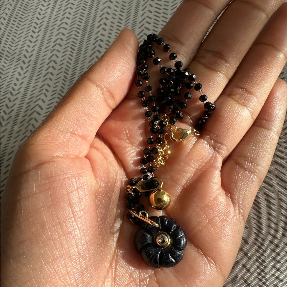 Midnight blue flower necklace